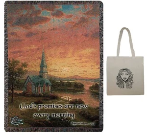 Sunrise Chapel Inspirational Throw Blanket 50" x 60"and Angel Tote NWT - Picture 1 of 3
