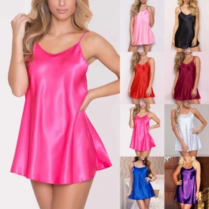 Women Sexy Satin Silk Nightdress Lingerie Babydoll Sleepwear Chemise Nightie AU - Picture 1 of 19