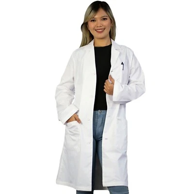 HeedFit Unisex Lab Coat 40" Poly-Cotton - Medical Uniform, 3 Pockets & Pen Slot - Image 1 of 4