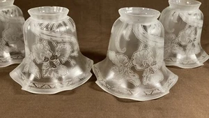 Set 4 Antique Etched Glass Shade Victorian Chandelier Pendant Sconce Light - Picture 1 of 12