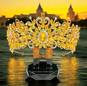 Princess birthday crown, Gold Crown, champagne Crystal Crown, Prom Party Crown - Picture 1 of 7