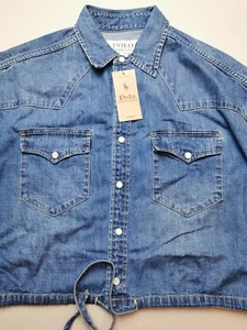POLO RALPH LAUREN Denim & Supply Womens UK S Lightweight Denim Shirt NEW Cropped - Picture 1 of 23