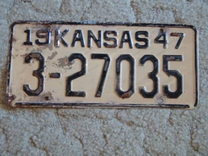 ANTICA TARGHETTA/TARGA PATENTE KANSAS 1947 - #3-27035 - Foto 1 di 2