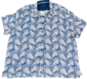 Camisa hawaiana XXL mezcla de seda para hombre NAT NAST manga corta vestido con botones azul palma - Imagen 1 de 5