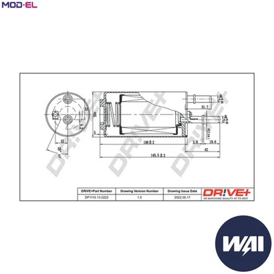 FUEL FILTER DP1110.13.0222 FOR VOLVO V60 S80/II XC60/SUV S60 XC70 V70/III 1.6L - Image 1 of 4