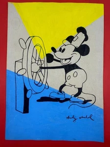 Andy Warhol (Handmade) Mischtechnik auf Papier Gemälde signiert und gestempelt - Bild 1 von 2