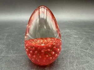 Vintage 1982 MSH Mount Saint Helen Ash signiert rote Blasen Glas Ei Briefbeschwerer - Bild 1 von 9