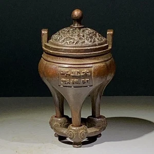 Quemador de incienso miniatura estilo antiguo aleación tres patas Feng Shui decoración del hogar - Imagen 1 de 10