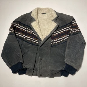 Chaqueta de bombardero azteca vintage para hombre EU48 UK 38 cuero gamuza cerdo navajo ajuste relajado - Imagen 1 de 12