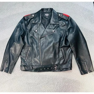 Rolling Loud Butterfly Giacca Pelle Uomo XL Flight Crew Moto Nero Grafica Rosso - Foto 1 di 11