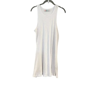 Free People LA Nite Mini abito t-shirt bianco a costine swingy taglia media - Foto 1 di 7