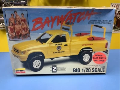 Vintage Lindberg Baywatch Beach Patrol Toyota Pickup 1:20 Model Kit 72588 SEALED - Image 1 of 4