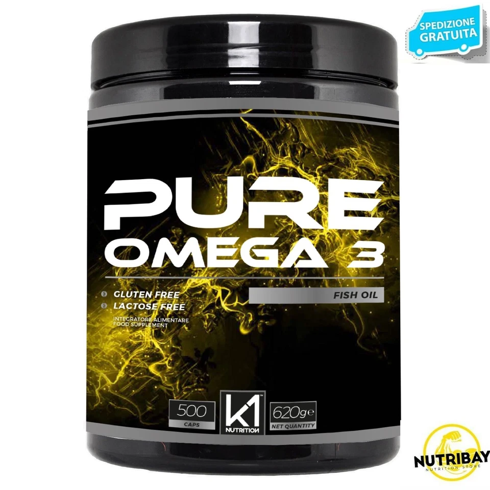 K1 Nutrition PURE OMEGA 3 Fish Oil 500 perle da 1,24 gr OLIO di PESCE  - Immagine 1 di 1