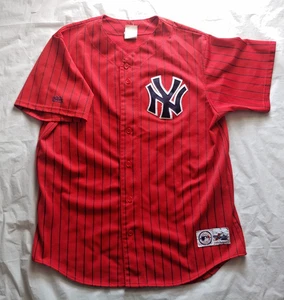 Vintage rot New York Yankees Nadelstreifen Majestic Trikot - Größe XL - KOSTENLOSER VERSAND - Bild 1 von 7