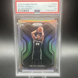 2020 Panini Prizm #252 Devin Vassell Silver RC PSA 10 GEM Spurs Rookie - Foto 1 di 8