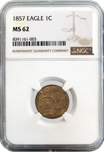1857 1C Flying Eagle Cent NGC MS62 Uncirculated Coin - Picture 1 of 4