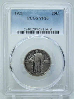 1921 Standing Liberty Quarter 25C PCGS VF20 #1419 - Image 1 of 4