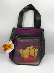 Mini borsa/tote zip/chiusura con gancio e passante Winnie the Pooh viola vintage nuova con etichette - Foto 1 di 7