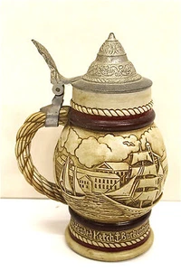 Vintage 1977 Avon Ceramic Lidded Beer Stein Tankard Nautical Handcrafted #486592 - Picture 1 of 5