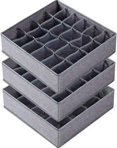 3 Pack Sock Underwear Organizer Dividers, 64 Cell Drawer Fabric Foldable Cabinet - Picture 1 of 12