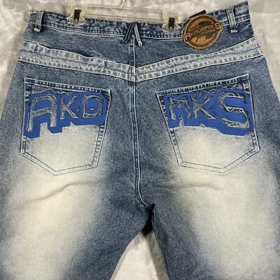 Akademiks Jeans Mens 38x32 Y2k Baggy Wide Leg Hip Hop Skate Grunge 90s Vintage - Image 1 of 4