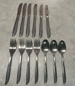 Twin Star Oneida Community Stainless Atomic Starburst Lot of 13 Knife,Fork,Spoon - Picture 1 of 6