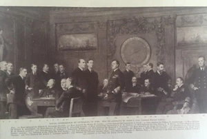 Antique Sepia Print – Naval Conference c.1930s (Sir Arthur S. Cope) Military Art - Picture 1 of 6