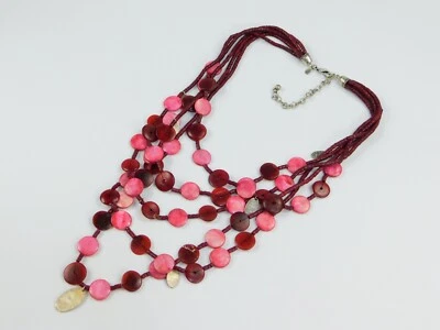 Collar Chico's Teñido Rojo y Rosa Concha Mixta Multi Hilo 27" Foto 1 de 3