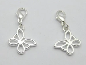 Bracciale catena 25 ciondoli clip farfalla argento misura - Foto 1 di 2