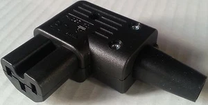 90° RIGHT ANGLE PLUG REWIRABLE IEC C15 HOT SOCKET,XBOX LCD KETTLE LEAD CONNECTOR - Picture 1 of 8