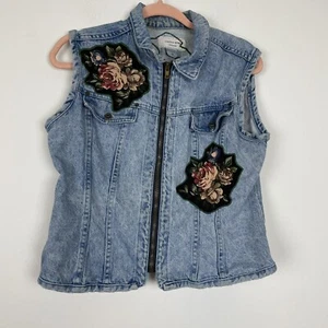 Canadian River Originals Jeansweste Blumen Patches Größe M  - Bild 1 von 6