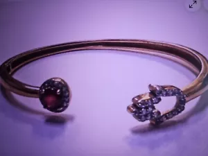 Rarities Carol Brodie Ruby Zircon Gold Over Silver 925 Hamsa Bracelet 7.5" NWOT - Picture 1 of 11