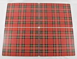 Pottery Barn Stewart Plaid Cork Placemats Set of 4 Hard Mats Holiday Christmas - Picture 1 of 5