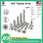 #8 Phillips Flat Countersunk Head Self Tapping Screw Wood Screws Stainless Steel