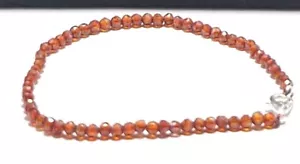 Indian Red Zircon Gemstone 3 mm Cut Round Beads 925 Silver 6" Strand Bracelets - Picture 1 of 7