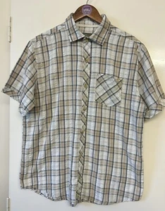 REGATTA Men’s White Beige Mix Check Short Sleeve Lightweight Shirt Size Large - Picture 1 of 11