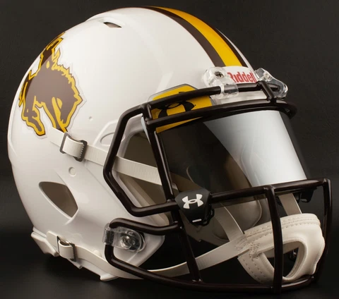 WYOMING COWBOYS NCAA Gameday REPLICA Football Helmet w/ UNDER ARMOUR Eye Shield Cover