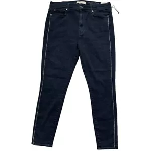 "Pantalones de mezclilla ajustados de cintura alta 7 for All Mankind talla 32 nuevos con etiquetas $228 negros 26"" de lujo vintage" - Imagen 1 de 9
