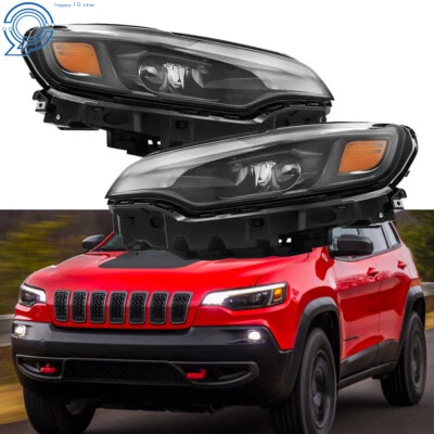 Right&Left Headlights Assembly For jeep cherokee 2019-2022 Black LED W/Ballast - Image 1 of 4