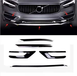 For Volvo S90 2017-20 Black Stainless Front Bumper Grille +Fog lights Trim Strip - Picture 1 of 6
