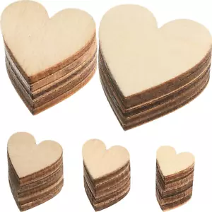 500 Pieces Wood Heart Cutouts Unfinished Wooden Slices Blank Heart Embellishment - Picture 1 of 7