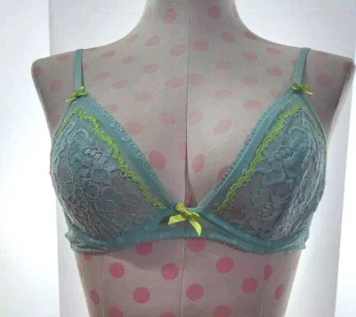 Sujetador Victoria Secret sin forro 32C azul/amarillo encaje con aros - C MI TIENDA Foto 1 de 4