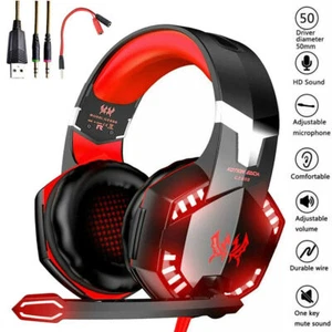 Gaming Headset with Mic Stereo Gamer Bass Surround Headphone For PS4 Xbox One PC - Picture 1 of 12