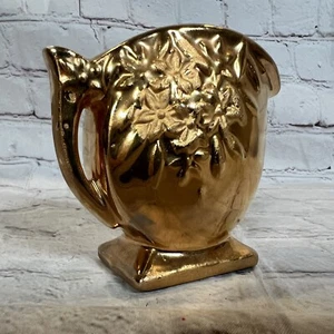Vintage Nelson McCoy Miniature Flower Pitcher Vase 24K Gold Rare USA See Video - Picture 1 of 5