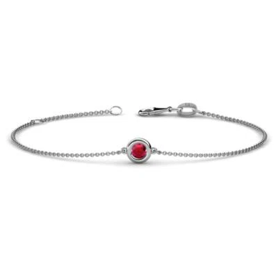Round Ruby 3.80 mm Solitaire Station Minimalist Bracelet 1/4 ct JP:185495 - Image 1 of 4