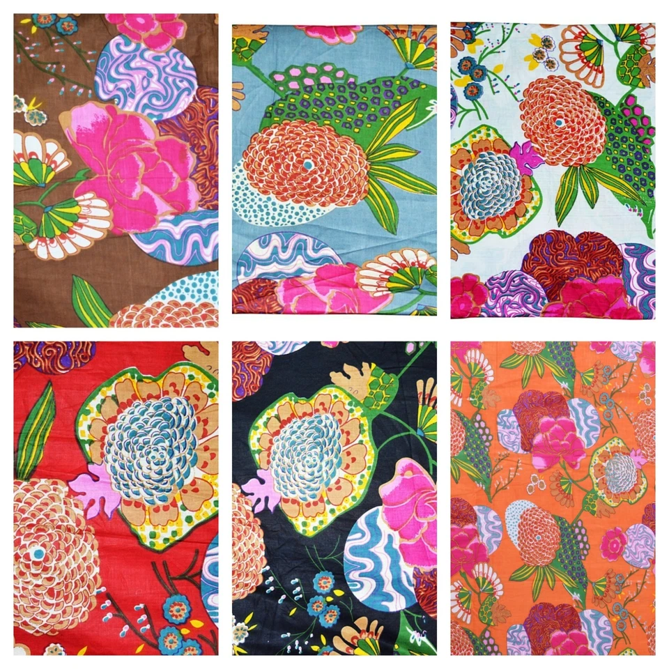 By Yard Indian Animal Print Cotton Hand Block Multicolor Dressmaking Fabric Boho - Image 1 of 1