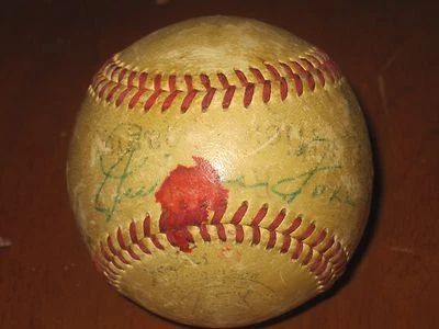 VINTAGE 1949 Philadelphia Athletics Jimmie Foxx Berra  Chapmam Ball JSA - Image 1 of 4