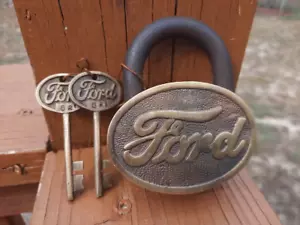Ford Logo Messing Vorhängeschloss | Arbeitsschloss mit 2 Schlüsseln (3502) - Bild 1 von 11