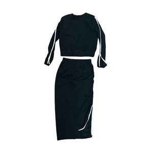 Two-Piece Skirt Set Long Sleeve Top Split High Waisted Skirt - Picture 1 of 4