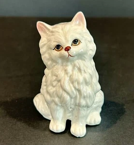 Vintage White Long Hair Persian Cat Figurine Bone China - Picture 1 of 9